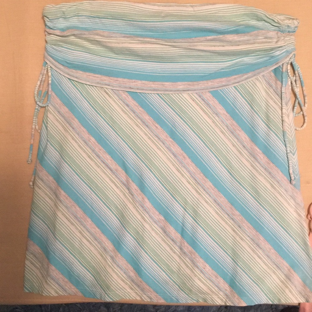 Theory striped strapless top